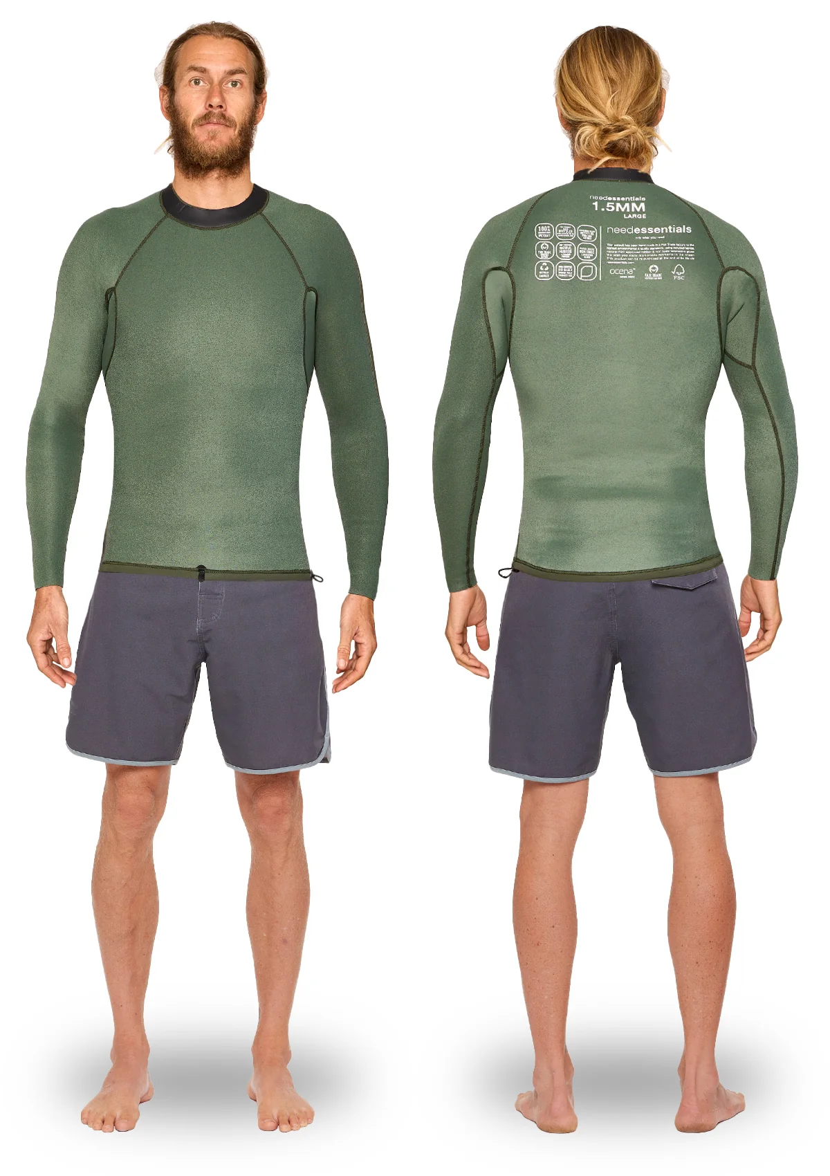 1.5mm Natural Rubber Pullover Wetsuit Jacket Dunegrass - Image 2