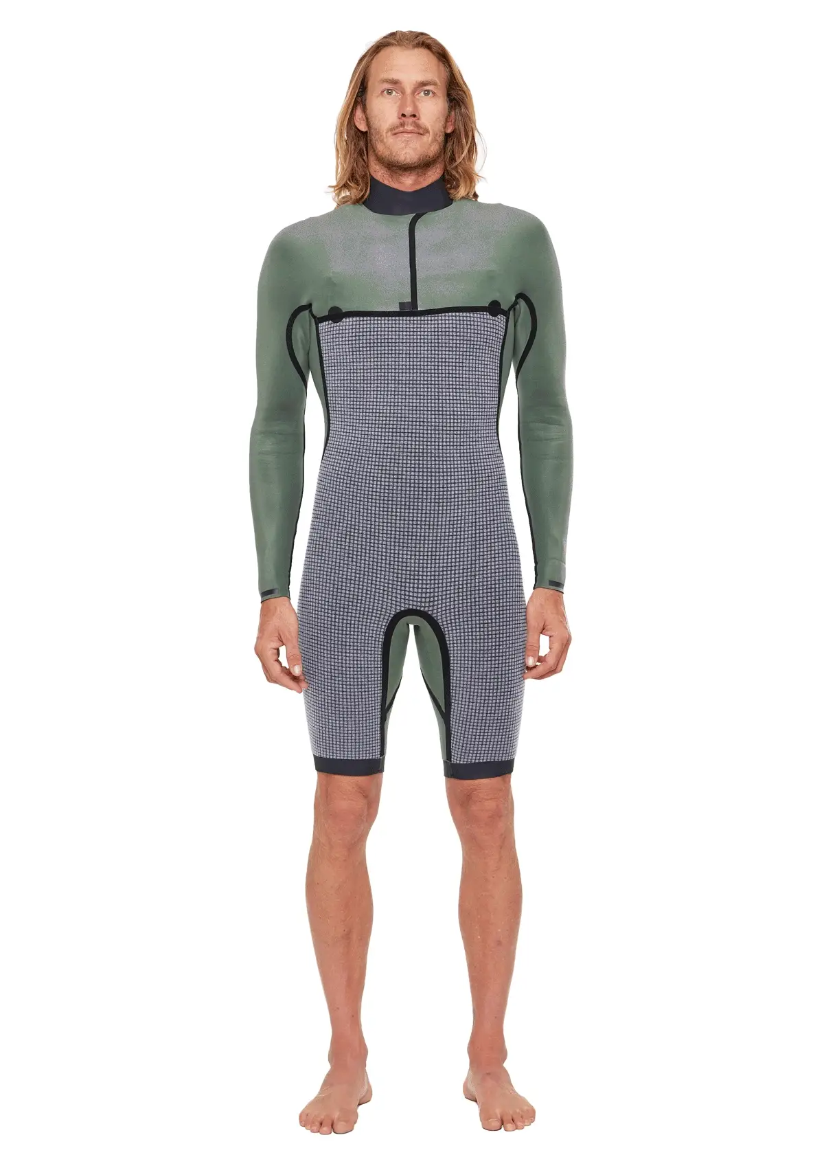 2mm Natural Rubber Bib Zip Long Arm Spring Wetsuit - Image 4