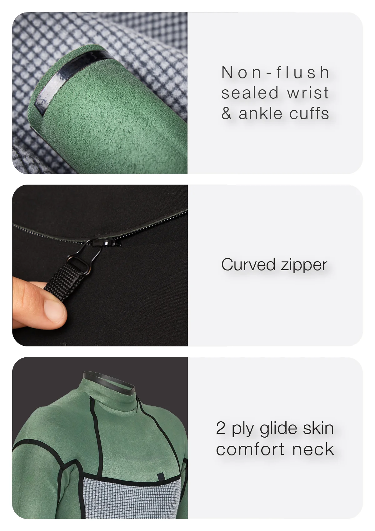 4/3 Enclosed Zip Liquid Sealed Natural Rubber Wetsuit - Image 8
