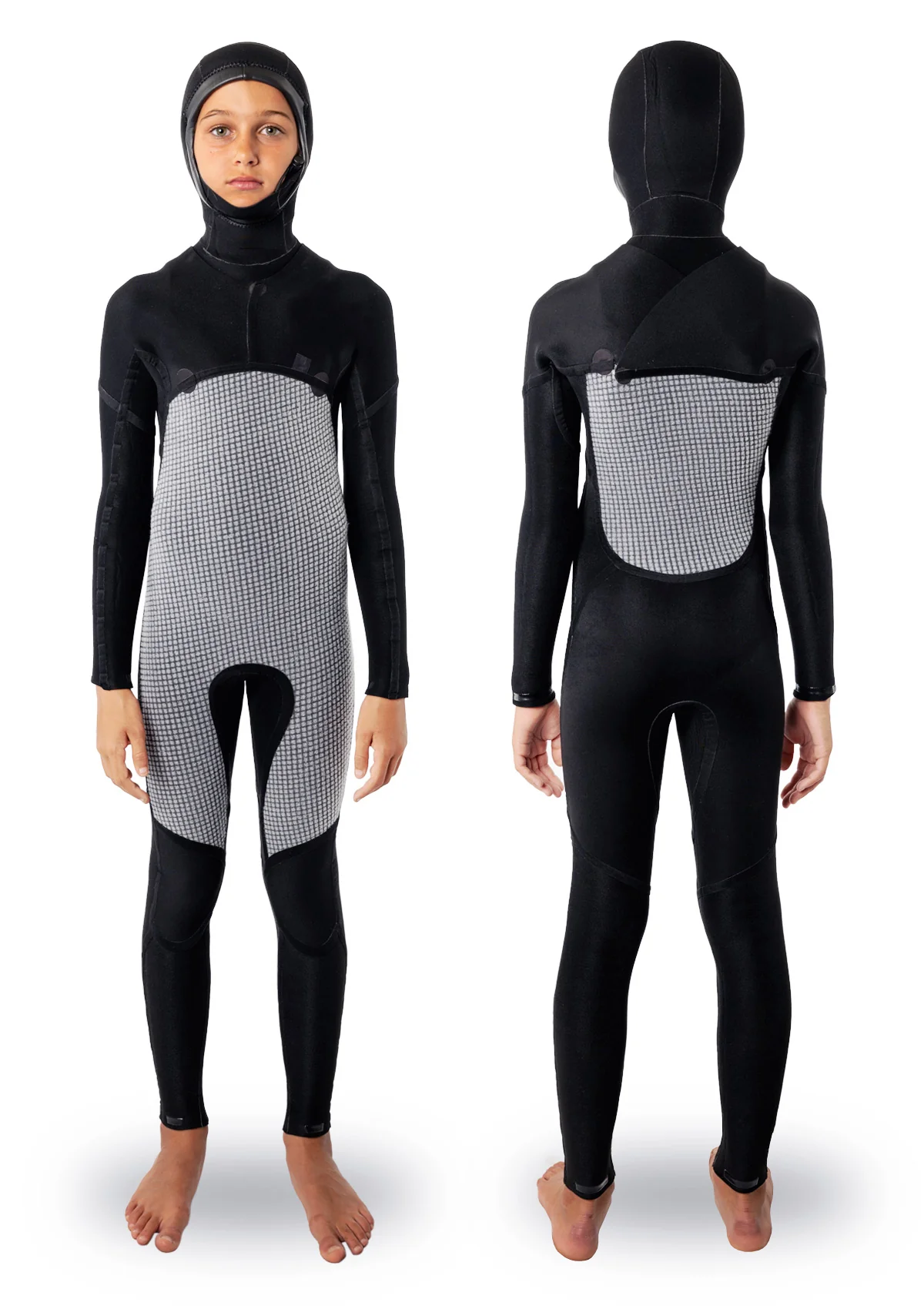 Kids 5/4 Hooded Thermal Chest Zip Wetsuit - Image 2