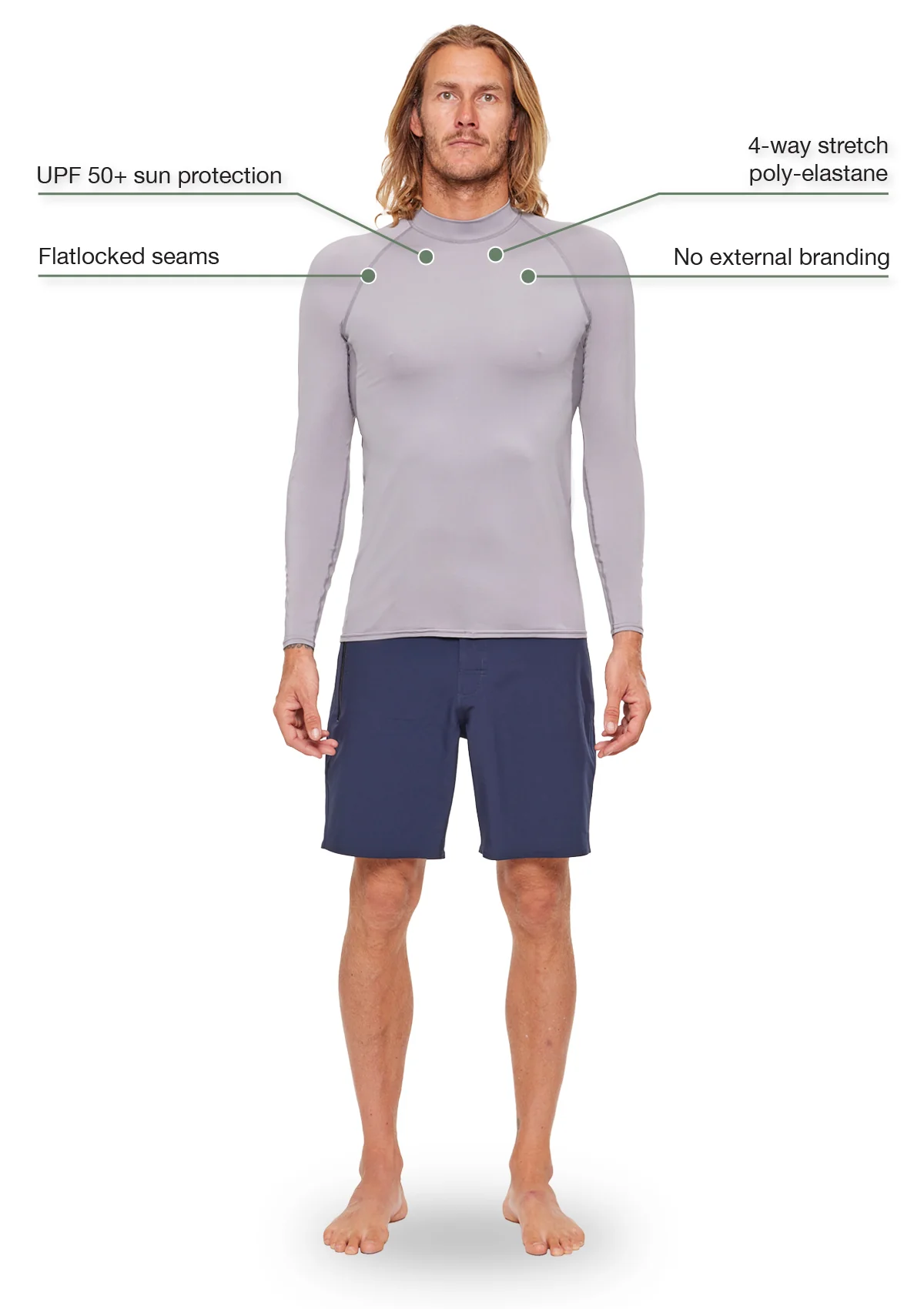 Long Sleeve Rash Vest - Grey - Image 3
