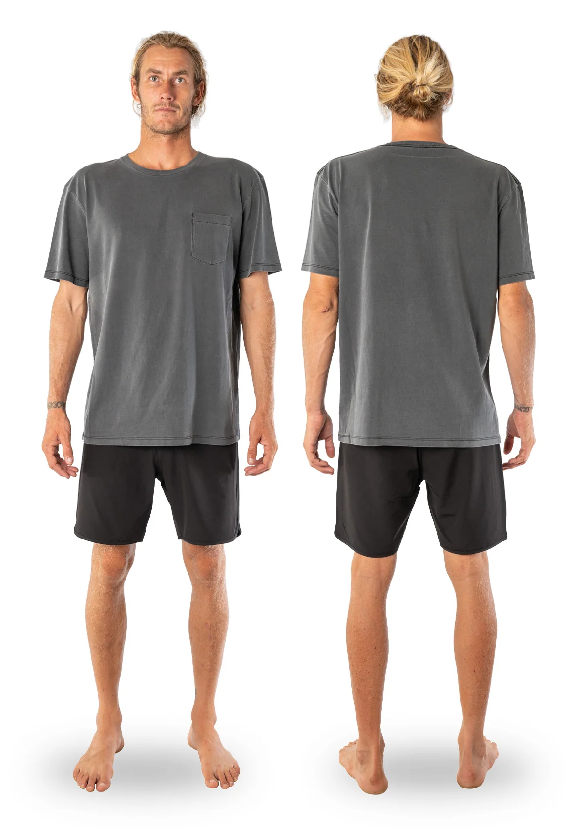 Organic Cotton Pocket T-shirt - Charcoal - Image 3