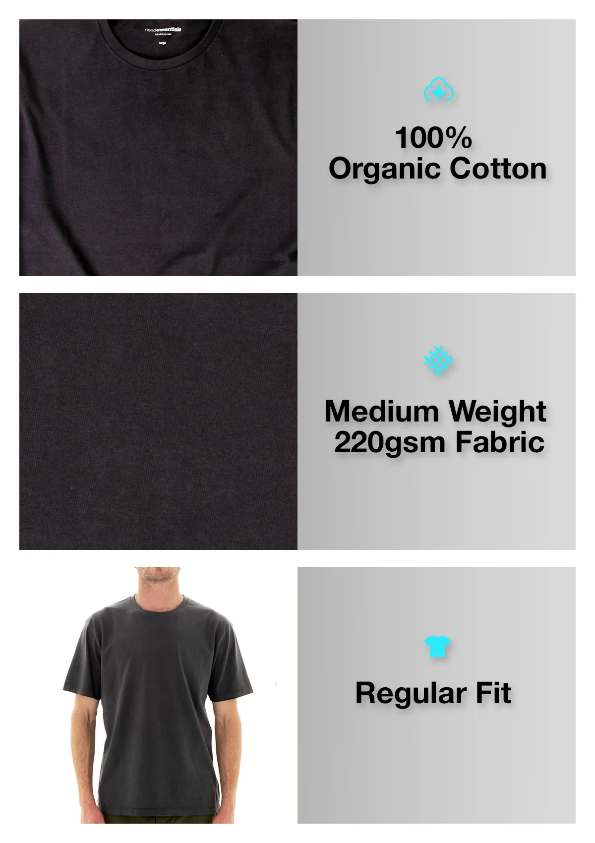Organic Cotton T-shirt - Twilight Black - Image 4