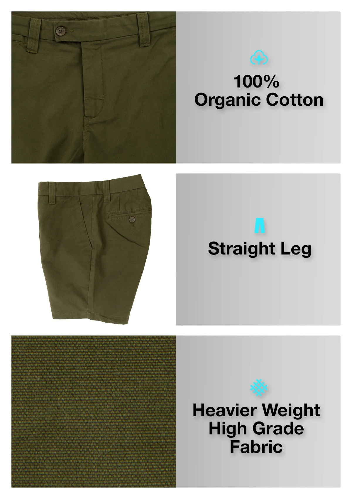 (Last chance) Organic Cotton Walkshort - Headland Green - Image 6