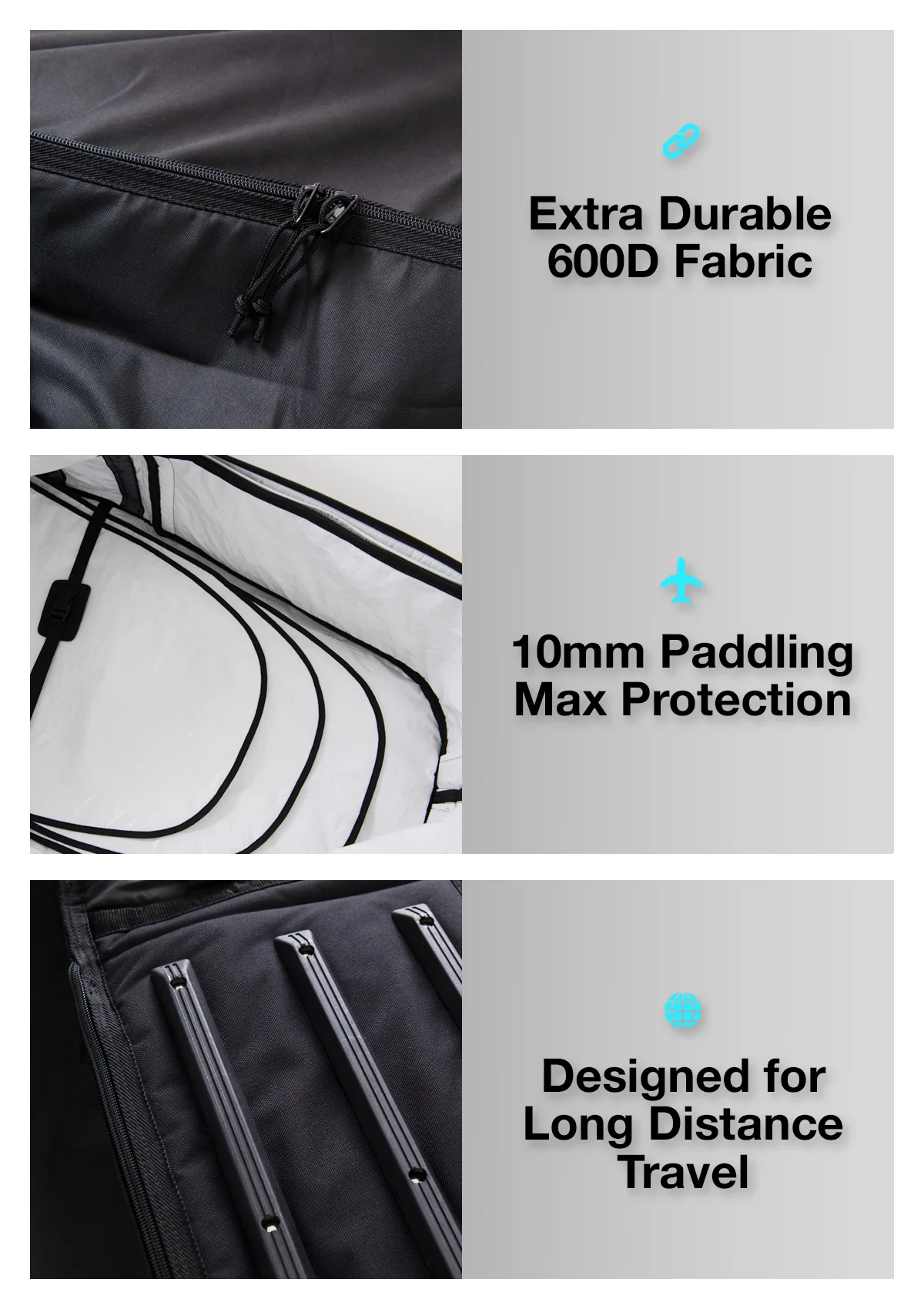Quad Travel Board Bag 6'4" | 7'0 | 8'0 - Image 6