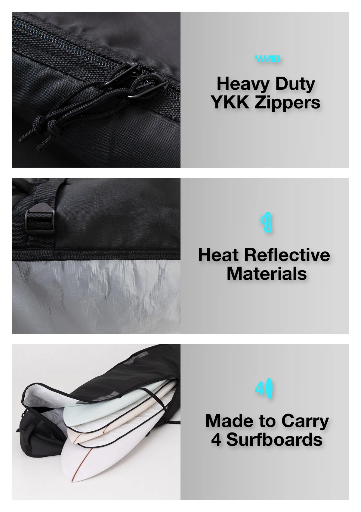 Quad Travel Board Bag 6'4" | 7'0 | 8'0 - Image 8