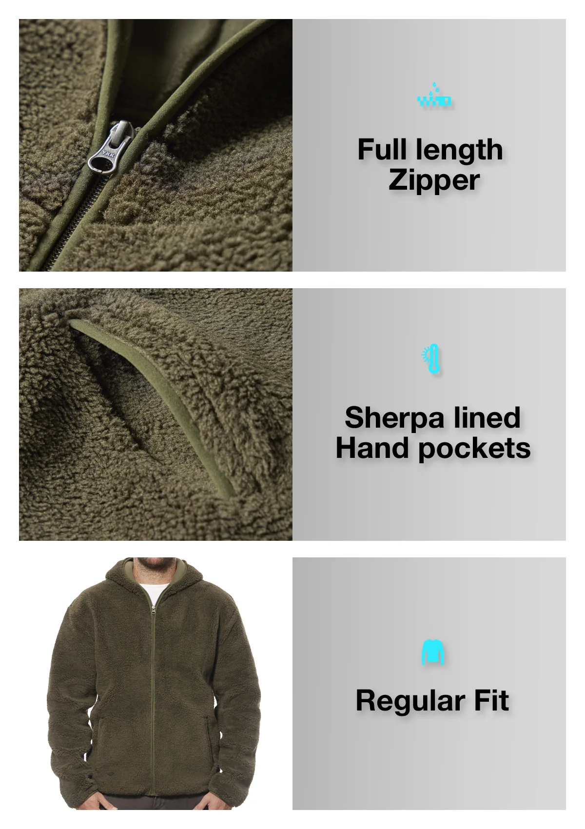 Sherpa Fleece Zip Jacket – Dunegrass - Image 4